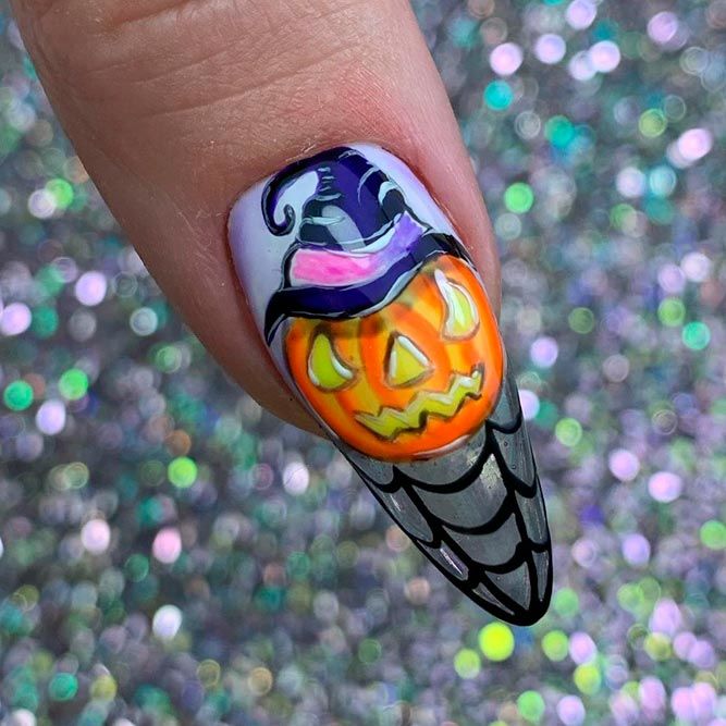 Lovely Pumpkin Accent For Halloween Nails