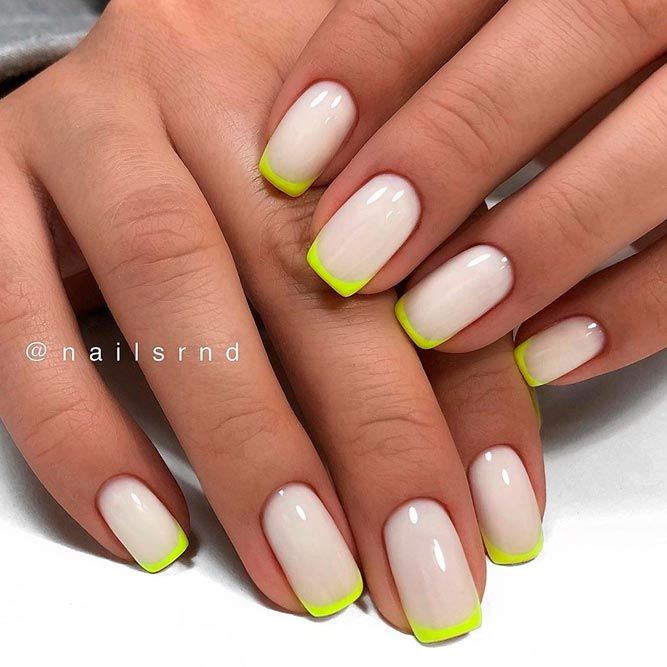 Neon French for Squoval Nails