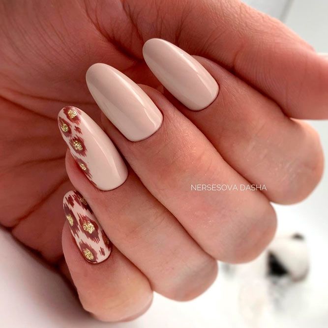 Nude Nails With Animal Print