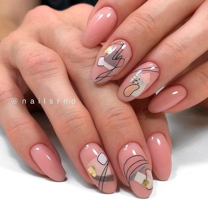 Fresh Abstract Nude Nails