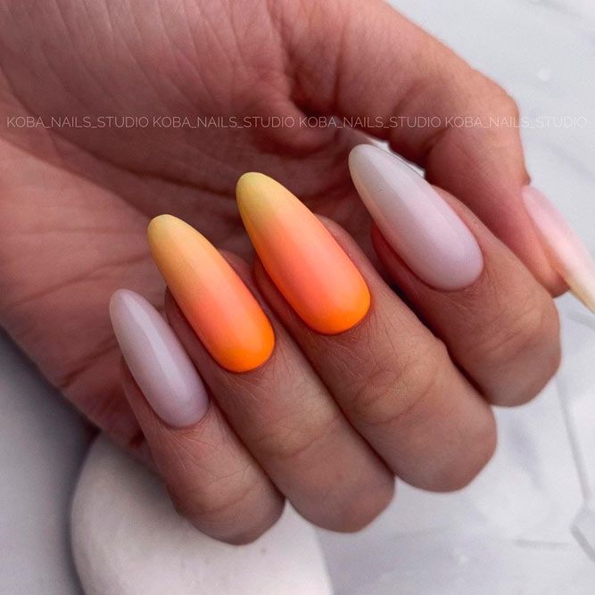 Orange for Almond Shaped Nails
