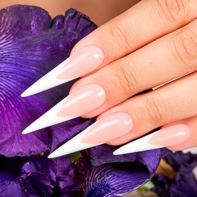 Classic French Tips For Pointed Nail Designs
