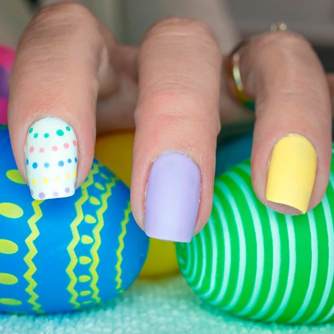 Polka Dots Art For Easter Nails