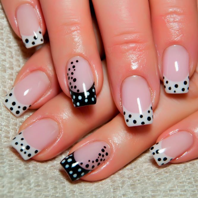 Black Nails With Polka Dots