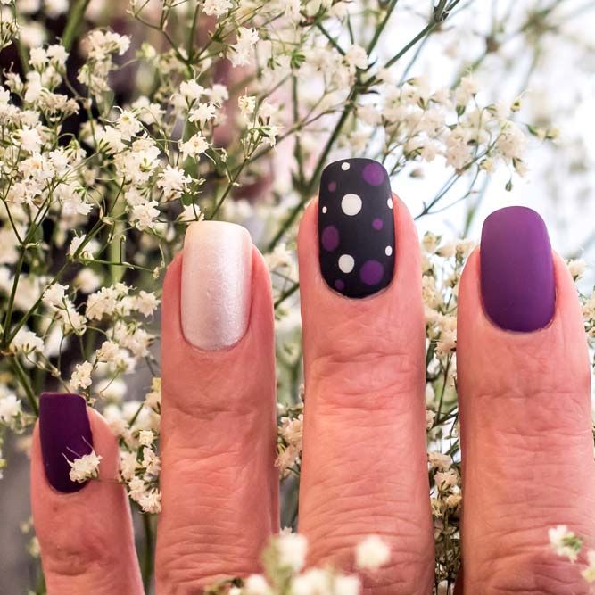 Purple Polka Dots Nails