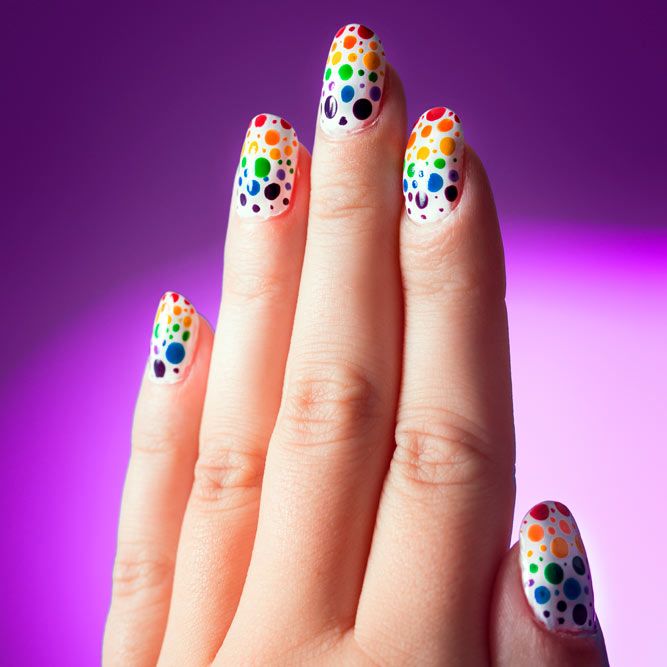 Nails With Polka Dots Rainbow