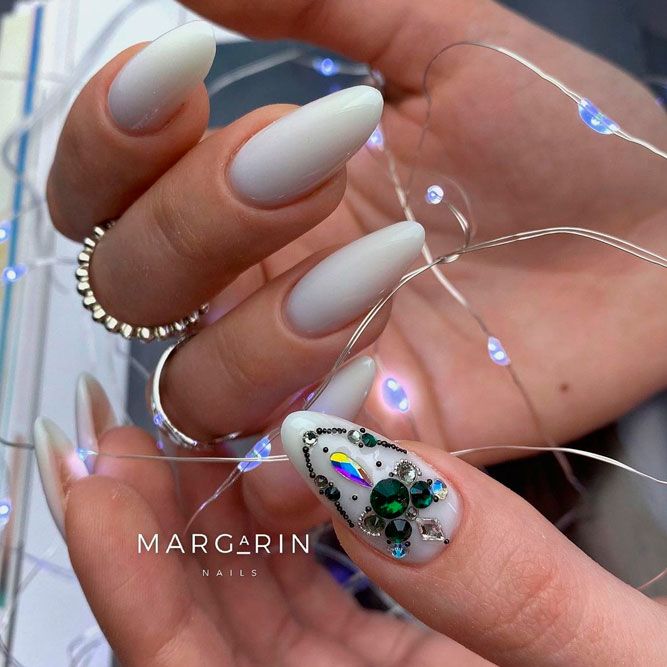 Graduation Nails With Stunning Crystals