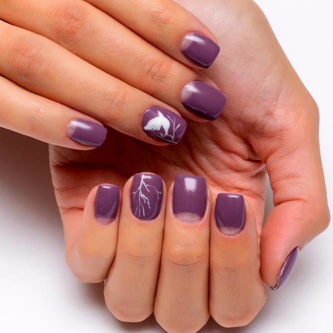 Elegant Half Moon Dark Mauve Nails