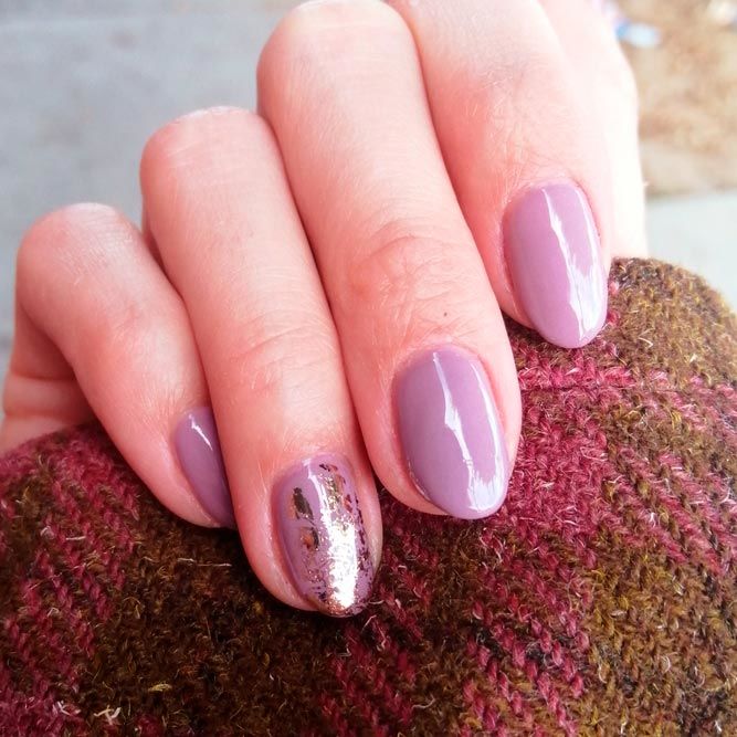 Mauve Nails with Foil Accent