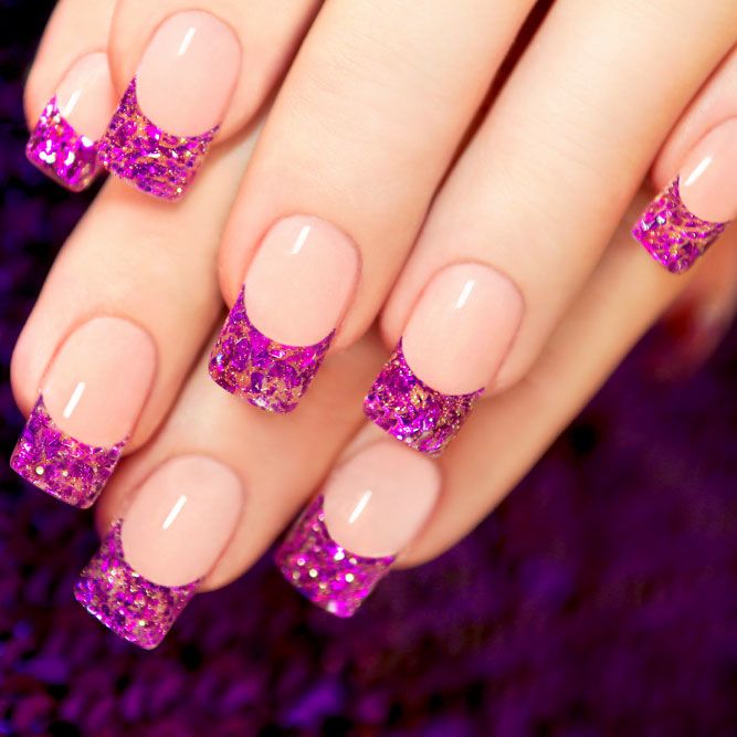 Glossy French Mauve Nails