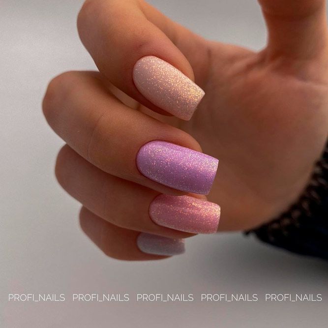 Glittery Nails for Pastel Prom Dresses
