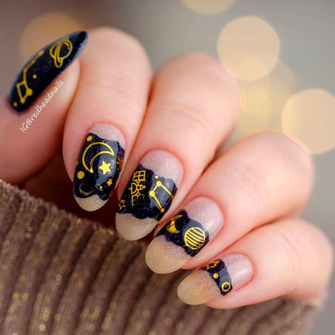 Hot Stars and Moon Nail Art