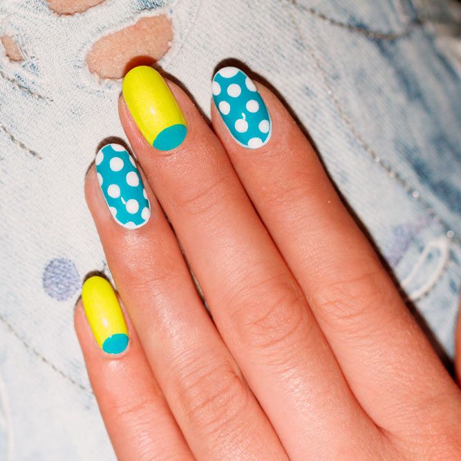 Bright Blue and Yellow Nails