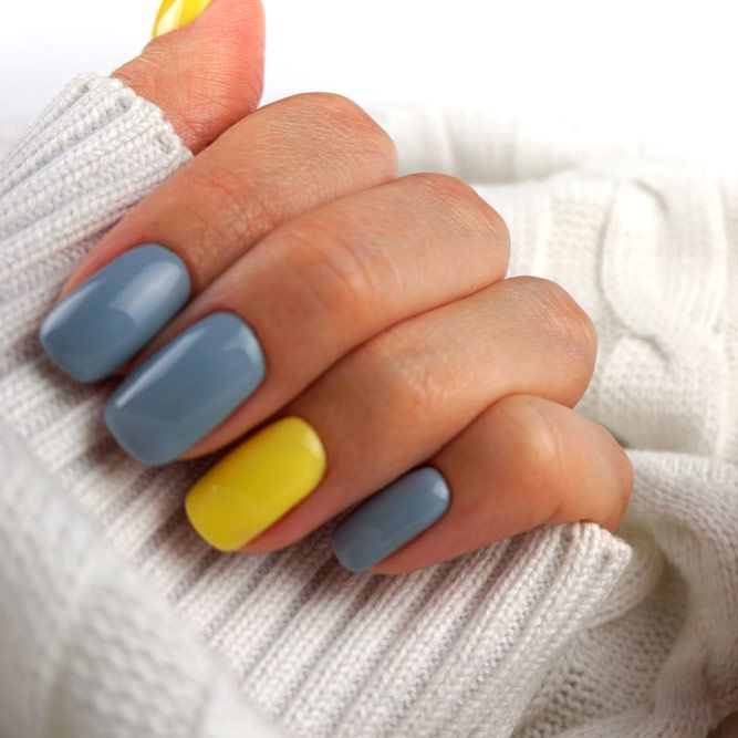 Yellow Nails Aesthetic with Grey