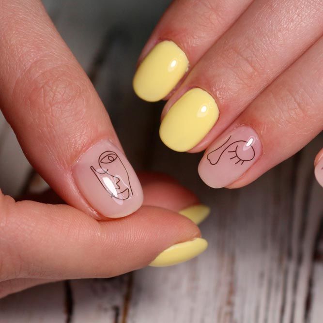 Yellow Nails with Art