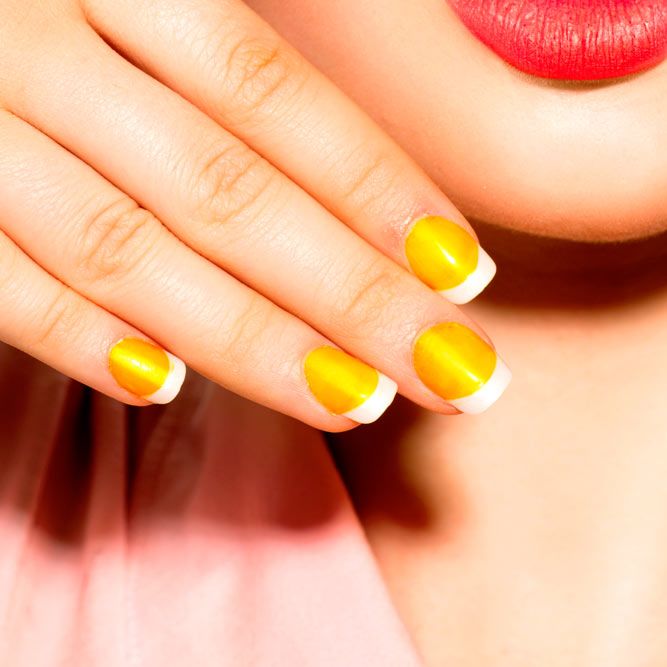 Yellow-White French Nails