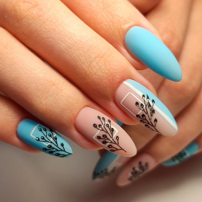 Geometric Art For Almond Nails