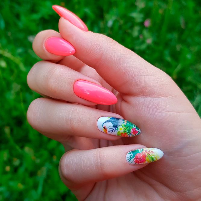 Spring Flowers on Your Almond Nails