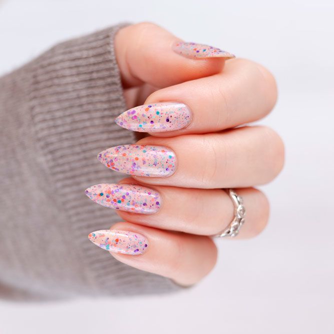 Glitter Almond Nails Designs