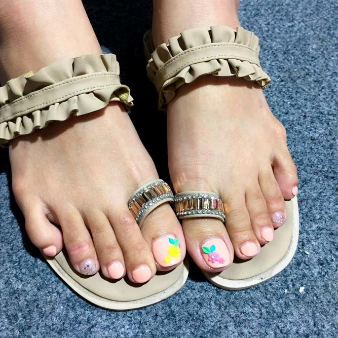 Lovely Toe Nails Design With Fruits Accent