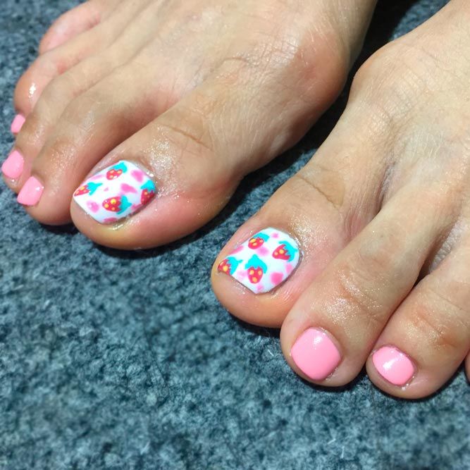 Toe Nails Design With Fruits Accent