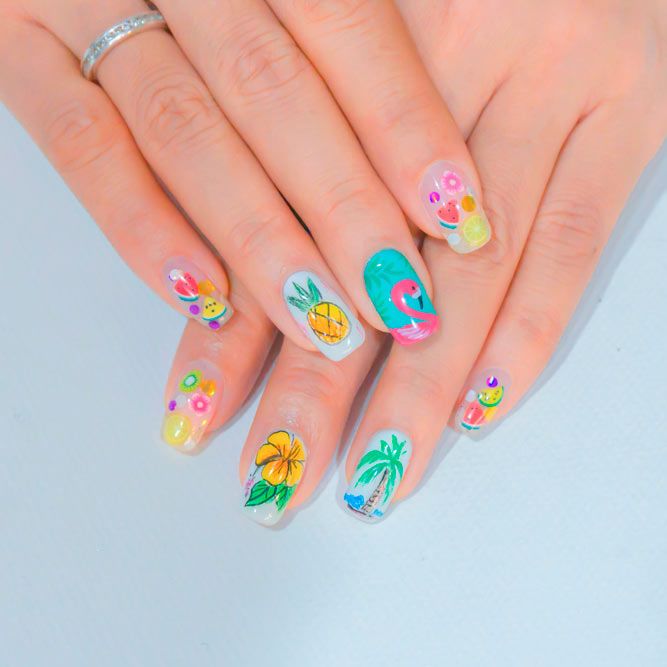 Colorful Festival Nails With Fruits