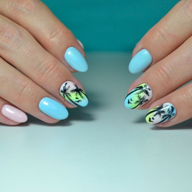 Festival Nails With Palm Trees