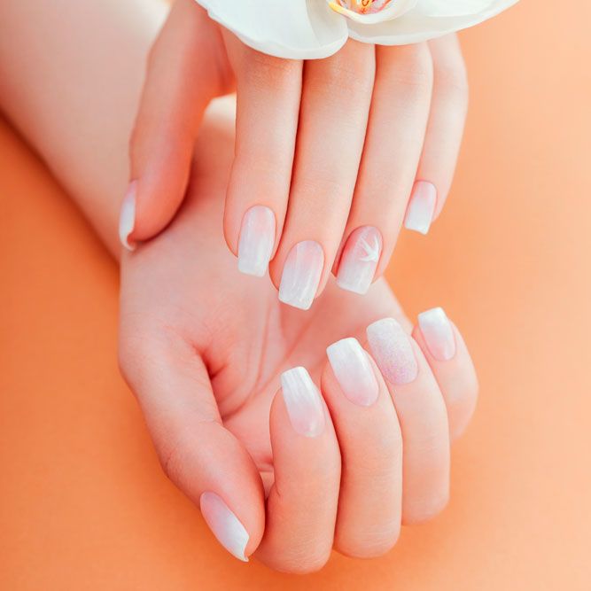 White Ombre Nail Polish with Bright Pops of Color