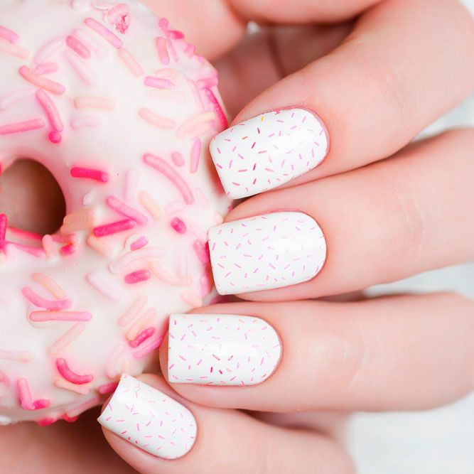 White Nails with Bright Pops of Color