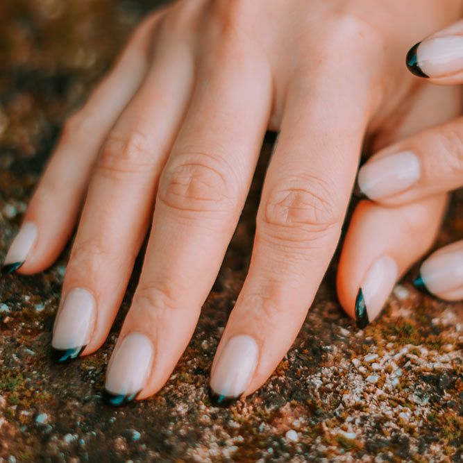 Black and Nude French Nails