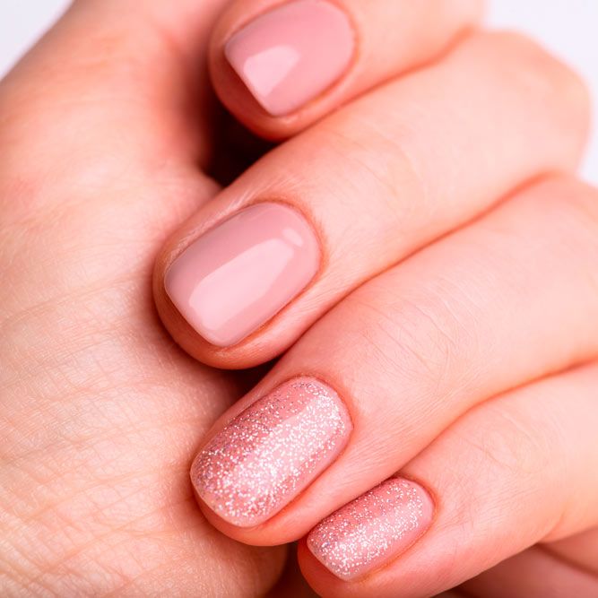 Nude Glitter Nails Design