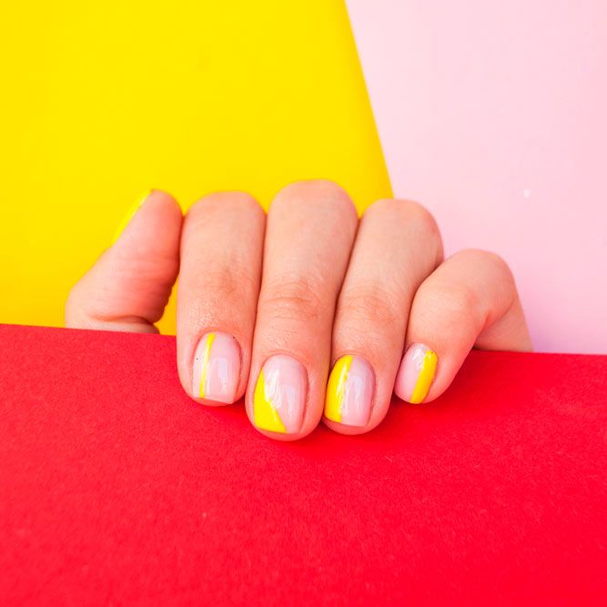 Neon Accent For Nude Nails