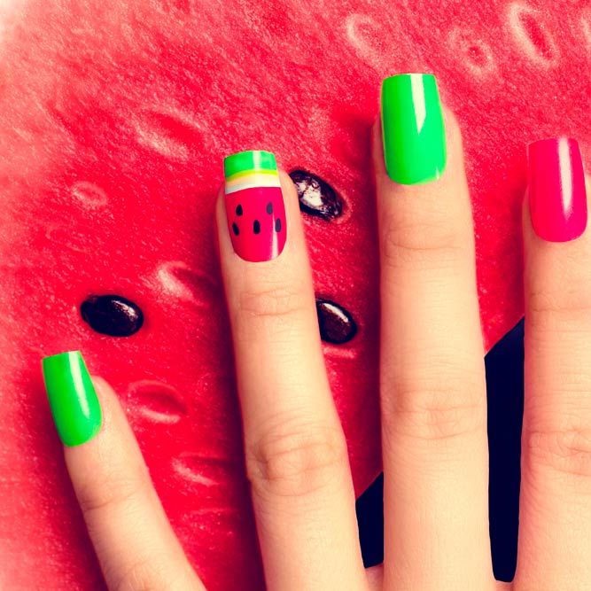 Watermelon Accent Nails – Must-Have For Summer Time