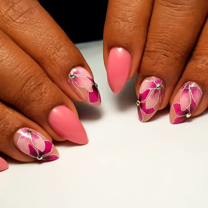 Elegant Flowers Summer Nail Designs