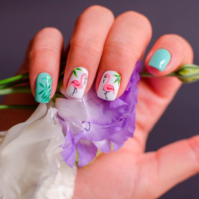 Sweet Birds Tropical Nails Designs