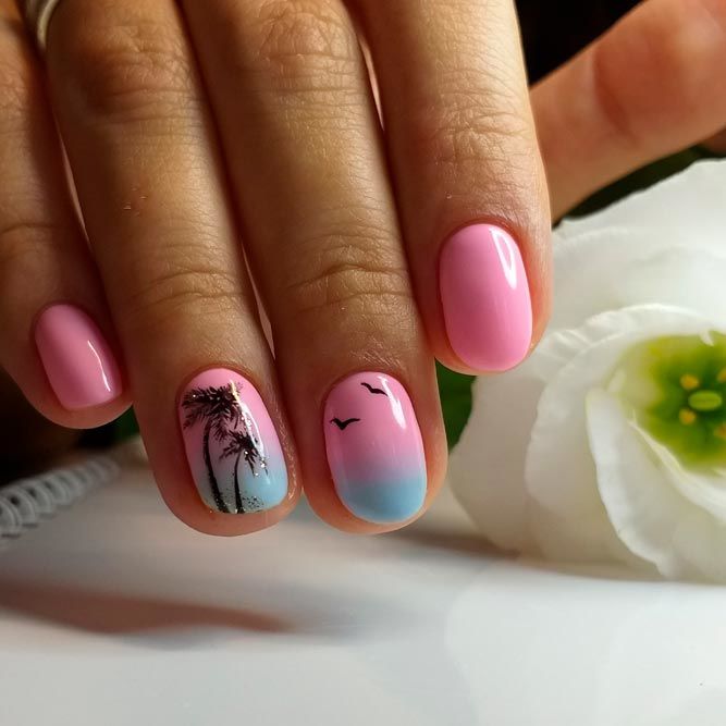 Tropical Nail Designs with Palm Trees