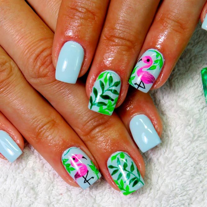 Tropical Nails In Pastel Colors