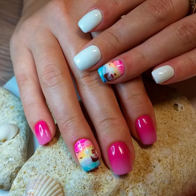 Summer Sunset Tropical Nails