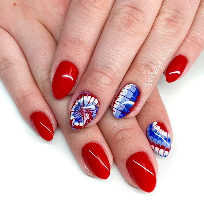 Beauty Colorful Design For 4th of July Nails