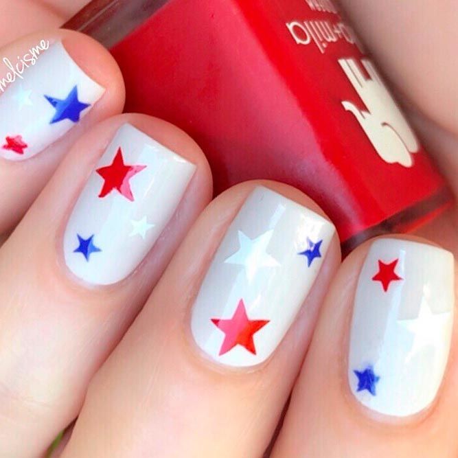 Adorable 4th Of July Nails with Stars