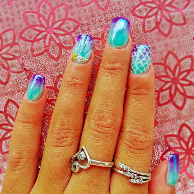 Lovely Ombre Mermaid Nails Ideas