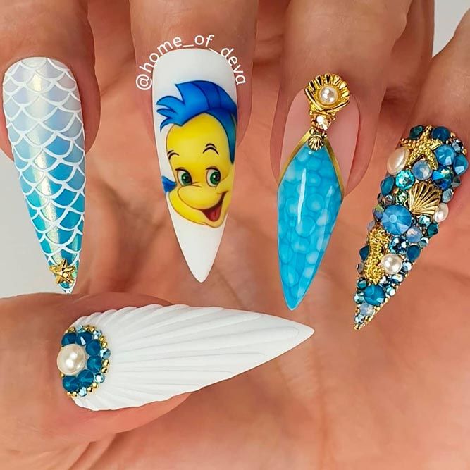 Mermaid Stiletto Nails Design