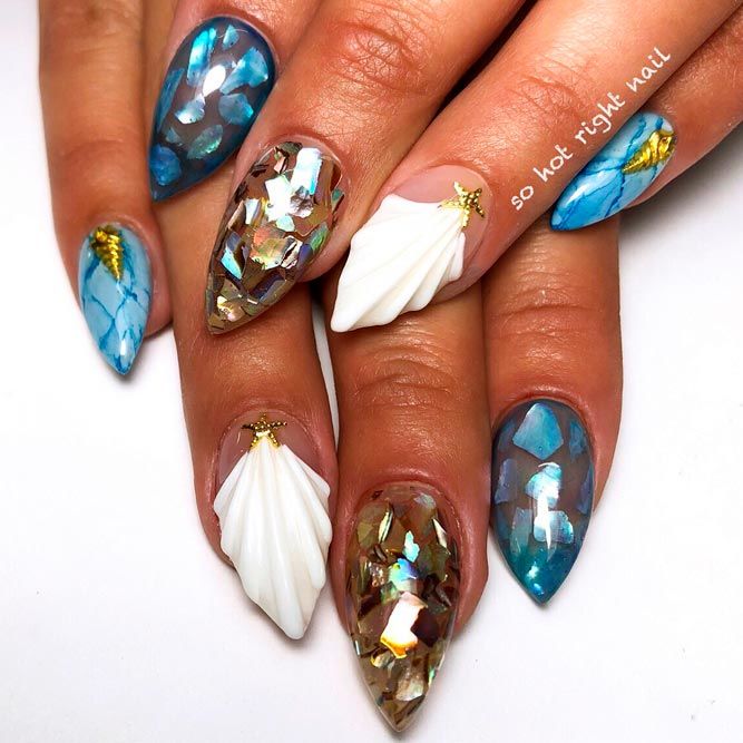 Cool Mermaid Stiletto Nails Design