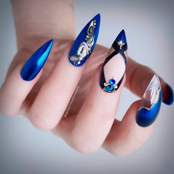 Blue Chrome Luxury Nails