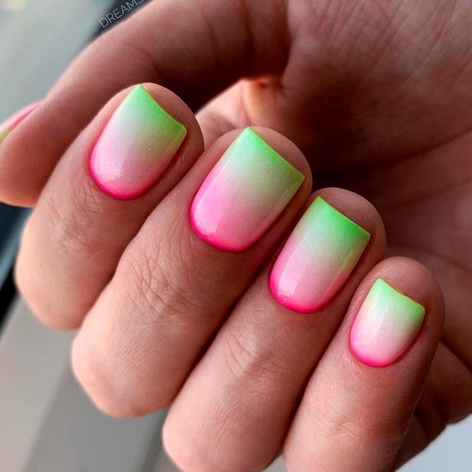 Summer Nail Design With Neon Ombre Effect