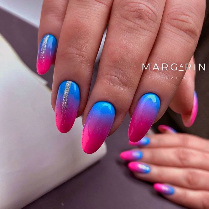 Colorful Two-Color Ombre Nails