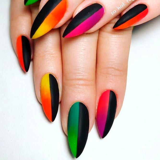 Multicolored Matte Ombre Nails