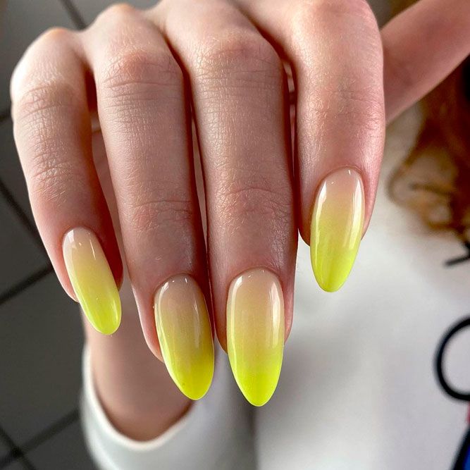 Yellow French Fade Ombre Nails