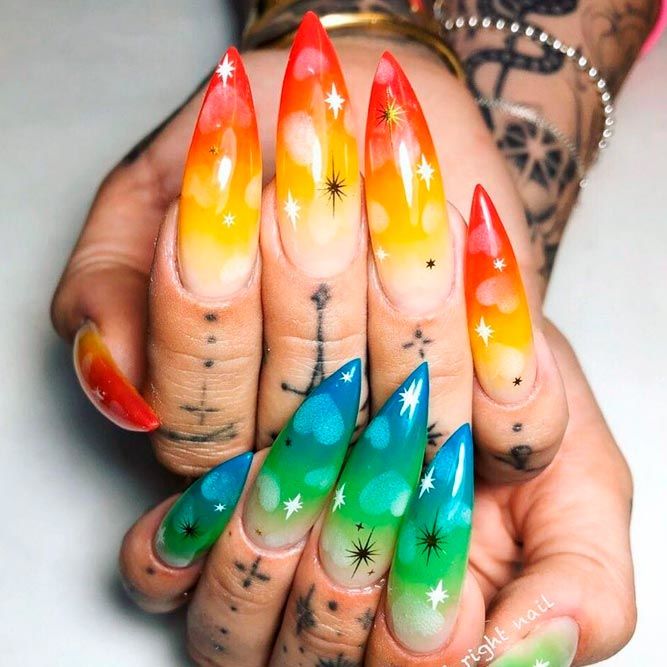 Multicolored Ombre Nails