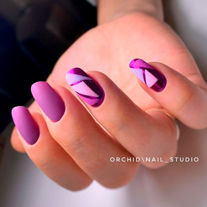 Geometric Purple Nails Art